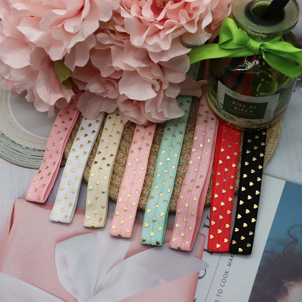 Gold hearts elastic ribbon