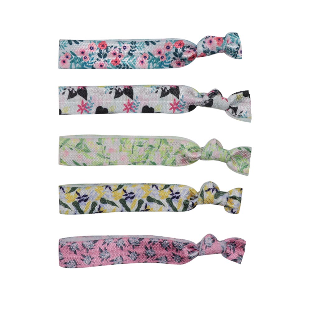 flower printed elastic hair ties