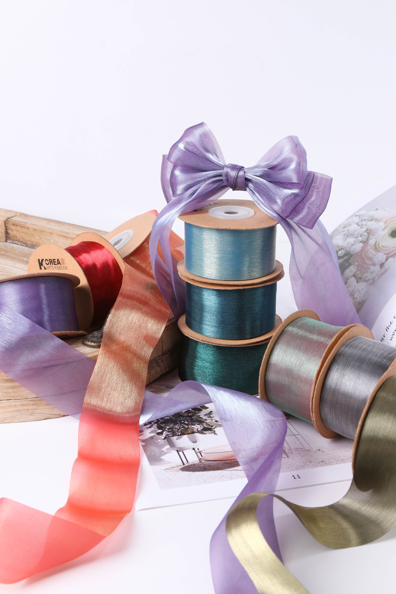 Solid Color Organza Ribbon For Gift Packaging