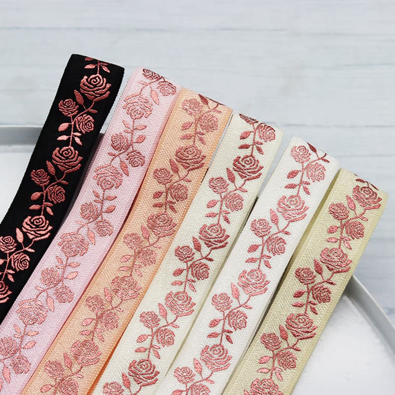 Rose Gold Foil Printed Fold Over Elastic