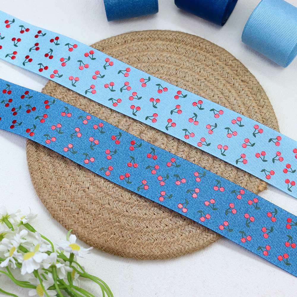 Cherry Pattern Grosgrain Ribbon