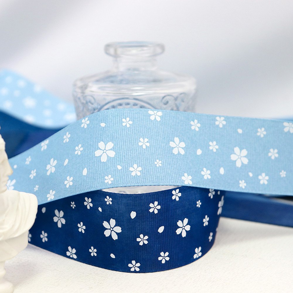 Ink Print Sakura Grosgrain Ribbon